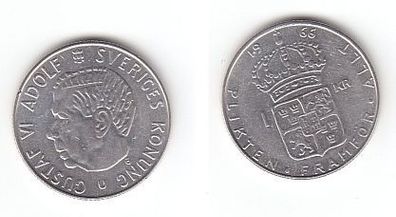 1 Krone Silber Münze Schweden 1966 (113092)