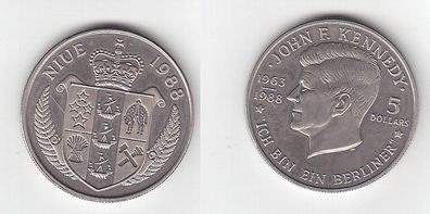 5 Dollar Nickel Münze Niue John F. Kennedy 1988 "Ich bin ein Berliner" (113131)
