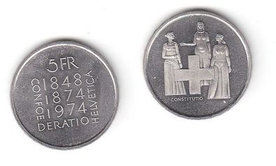 5 Franken Nickel Münze Schweiz 1974 100. Jahrestag der Verfassungsrevis. (111515)