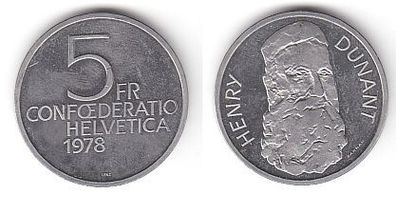 5 Franken Nickel Münze Schweiz 1978 150. Geburtstag von Henry Dunant (112811)