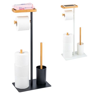 eluno Stand-WC-Garnitur 4in1, WC-Bürste, (Ersatz-)Rollenhalter, Ablage