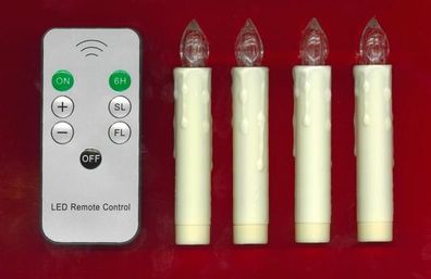 LED Beleuchtungsset 4 Kerzen mit 1 Fernbedienung zum Umrüsten auf elektrisch
