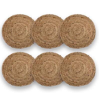 6er Set Platzsets aus geflochtener Jute Tischmatte Platzmatte Platzset Ø 37 cm 