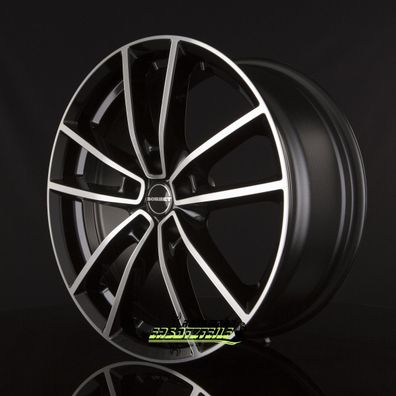 4x Borbet W black polished glossy 7x17 ET43 - LK5/112 ML57.1 Felge Alu