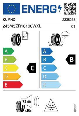 4x Kumho Solus 4S HA32 XL M+S 3PMSF 245/45R18 100 (Z)W Reifen Ganzjahresreifen PKW