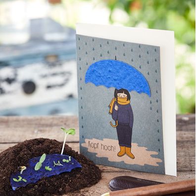 Grußkarte â€?Kopf hochâ€? â€? Pflanzbare Karte mit Blumensamen â€? Aufmunterung & Mut