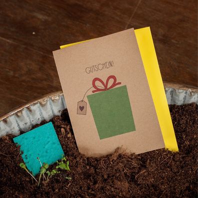 Grußkarte â€?Gutscheinâ€? â€? Pflanzbare Karte mit Blumensamen â€? Nachhaltige Gesche