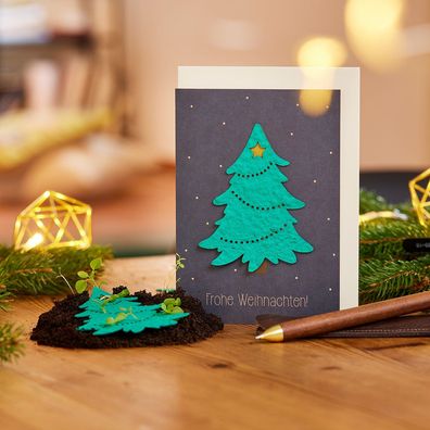 Weihnachtskarte â€?Tannenbaumâ€? mit Saatpapier â€? Pflanzbare Grußkarte mit Wildblum