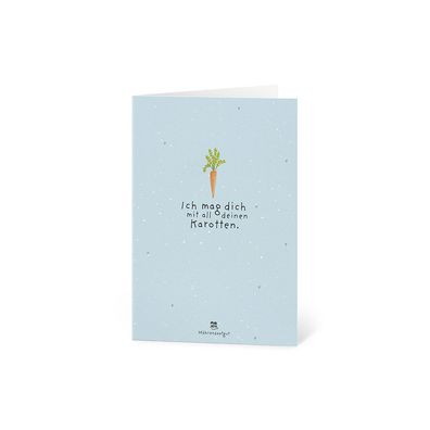Grußkarte â€?Ich mag dich mit all deinen Karottenâ€? â€? Pflanzbare Karte aus Saatpap