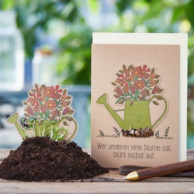 Grußkarte Wer anderen eine Blume sät â€? Klappkarte mit Saatstecker & Umschlag â€? Na