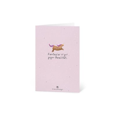 Grußkarte Fantasie ist gut gegen Realität â€? Pflanzbare Karte aus Saatpapier mit Wil