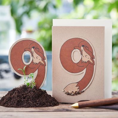 Geburtstagskarte Neun â€? Pflanzbare Grußkarte mit Saatstecker & Umschlag â€? Nachhal
