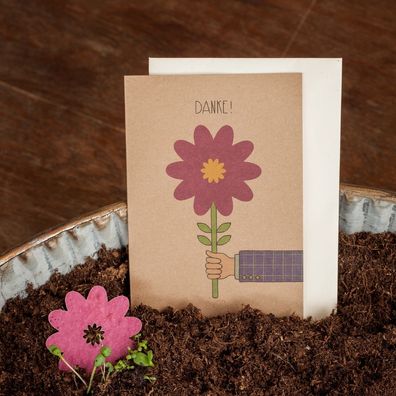 Dankeskarte Blume mit Saatpapier â€? Nachhaltige Grußkarte zum Einpflanzen â€? Wachse