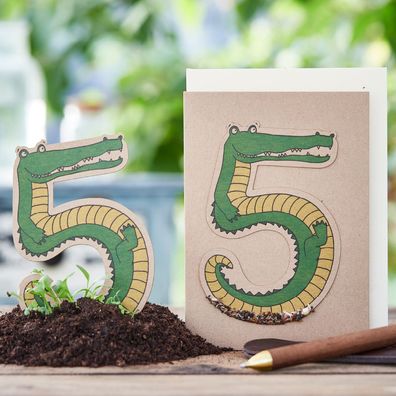 Geburtstagskarte â€?Fénfâ€? mit Saatpapier â€? Wachsende Gléckwunschkarte zum 5. Gebu