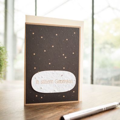 Trauerkarte In stillem Gedanken â€? Beileidskarte mit handgeschöpftem Saatpapier â€?