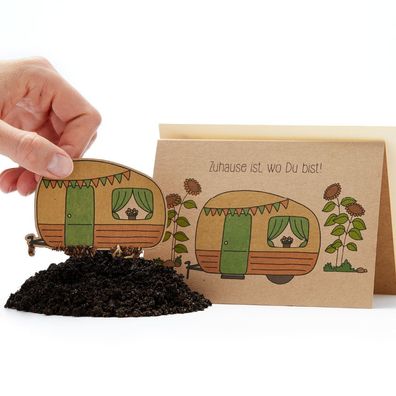 Grußkarte â€?Zuhause ist, wo du bistâ€? â€? nachhaltige Saatpapier Karte mit Saatstec