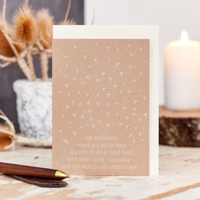 Grußkarte â€?Schirmchen auf der Reiseâ€? â€? Saatpapier Karte zum Einpflanzen â€? Nac