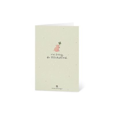 Grußkarte â€?Viel Erfolg, du Gléckskind!â€? â€? Pflanzbare Karte aus Saatpapier mit W