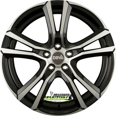 4x DBV Andorra schwarz glänzend front poliert 8x18 ET40 - LK5/114.3 ML74.1 Felge Alu