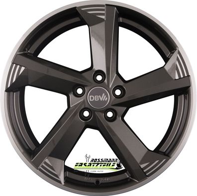 4x DBV Torino III anthrazit glänzend poliert 8x18 ET40 - LK5/114.3 ML71.6 Felge Alu