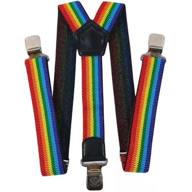 Hosenträger Regenbogen Farben starke Y Hosenträger 40 mm breit starke Krallenclips