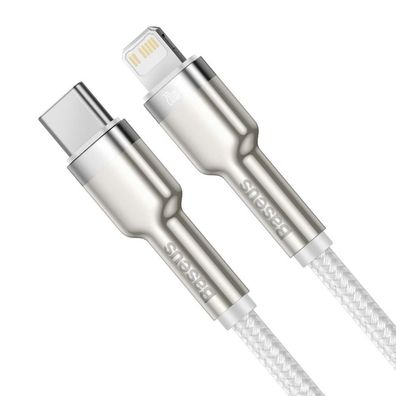 USB-C-Kabel auf Lightning Baseus Cafule, Weiß, Power Delivery, 20 W, 1 m (weiß)