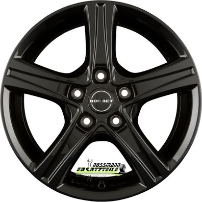 4x Borbet CWD black glossy 7x17 ET46 - LK5/108 ML65.1 Felge Alu