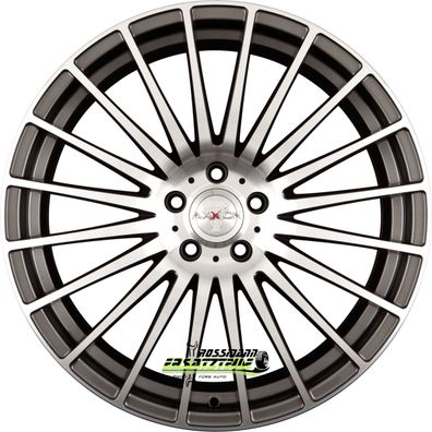 4x Axxion AX5 daytona grau hochglanzpoliert 8x18 ET45 - LK5/112 ML72.6 Felge Alu