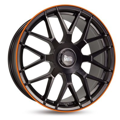 4x MAM GT1 matt black lip orange 9.5x19 ET30 - LK5/112 ML66.6 Felge Alu