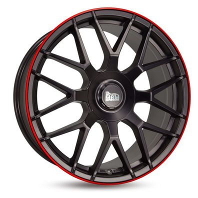 4x MAM GT1 matt black lip red 9.5x19 ET30 - LK5/112 ML66.6 Felge Alu
