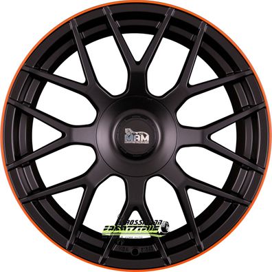 4x MAM GT1 matt black lip orange 9.5x19 ET42 - LK5/112 ML66.6 Felge Alu