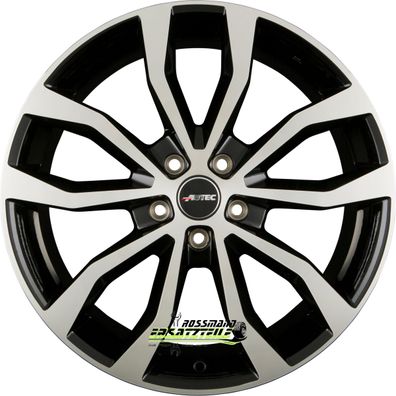 4x Autec Typ U - Uteca schwarz poliert 7.5x17 ET36 - LK5/112 ML57.1 Felge Alu