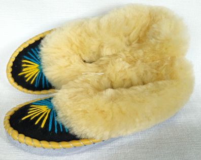 Lammfell Warme Hausschuhe Mokassin Gr.41 NEU, Schaffell/ leder Handarbeit 2 * 25