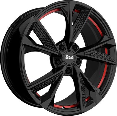 4x MAM RS6 black painted red inside 8x18 ET45 - LK5/114.3 ML72.6 Felge Alu