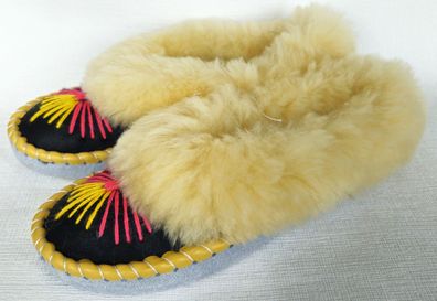 Lammfell Warme Hausschuhe Mokassin Gr.40 NEU Schaffell/ -leder Handarbeit 4 * 25