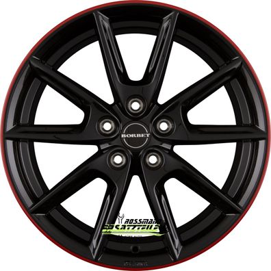 4x Borbet LX18 black glossy rim red 8x18 ET40 - LK5/112 ML66.6 Felge Alu