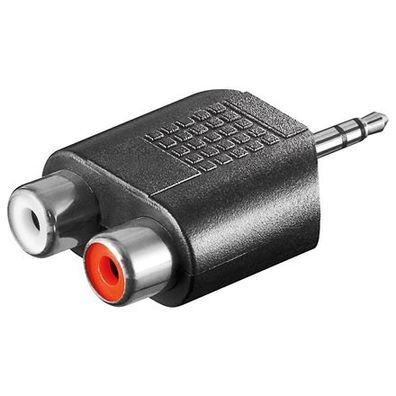 Goobay | Cinch-Adapter. AUX-Buchse 3,5 mm Stecker auf 2 Stereo-Buchsen | 11604