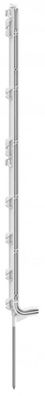 10 Stück Kunststoffpfahl 107 cm mit Tritt weiss Bodennagel 20 cm Weidezaunpfahl