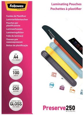 Fellowes Laminierfolien A4, glänzend, 250 Mikron, 100er-Pack