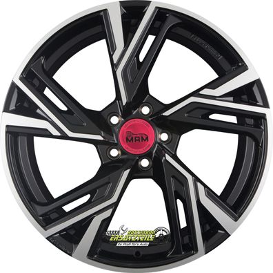 4x MAM RS5 black front polish 8x18 ET45 - LK5/114.3 ML72.6 Felge Alu
