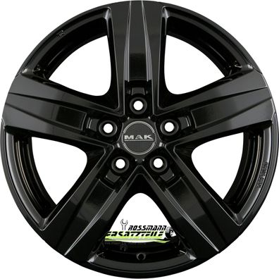 4x Mak Stone 5 gloss black 6.5x16 ET65 - LK5/118 ML71.1 Felgen Alufelgen