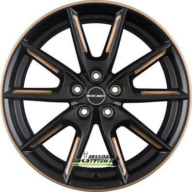 4x Borbet LX18 black glossy gold spoke rim 8x18 ET48 - LK5/114.3 ML72.5 Felge Alu