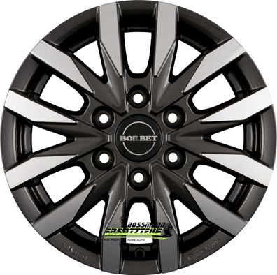 4x Borbet CW6 mistral anthracite glossy polished 6.5x16 ET62 - LK6/130 ML84.1 Felge