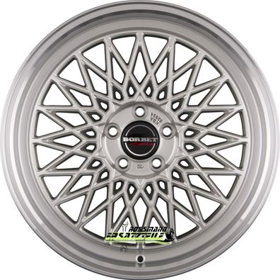 4x Borbet B silver rim polished 7x17 ET20 - LK4/108 ML65.1 Felge Alu