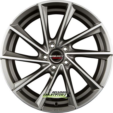 4x Borbet VTX graphite polished 8x18 ET38 - LK5/115 ML70.27 Felge Alu