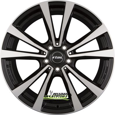 4x Rial M12X diamant-schwarz frontpoliert 9x20 ET20 - LK5/112 ML66.5 Felge Alu