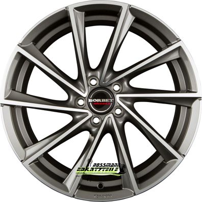 4x Borbet VTX graphite polished 8x18 ET40 - LK5/114.3 ML72.5 Felge Alu