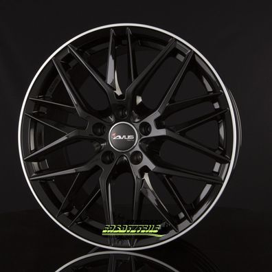 4x Avus Racing AF19 black polished lip 7.5x17 ET30 - LK5/112 ML66.6 Felge Alu