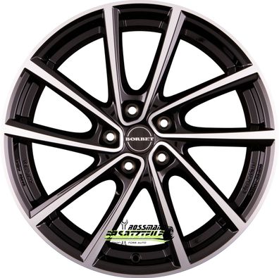 4x Borbet V black polished glossy 7x19 ET40 - LK5/114.3 ML66.1 Felge Alu