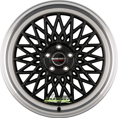 4x Borbet B black rim polished 7x17 ET38 - LK4/100 ML64 Felge Alu